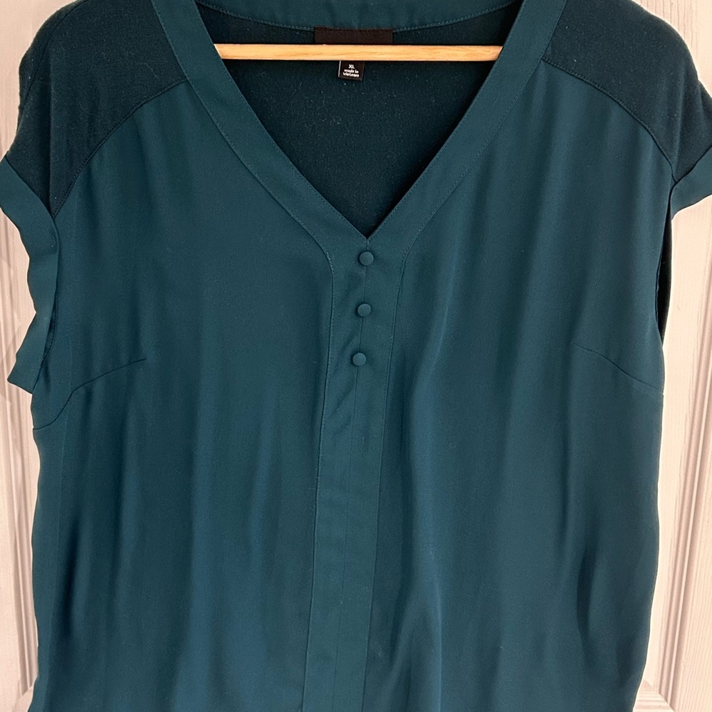 Fortune + Ivy Teal Button-Front Blouse Size XL